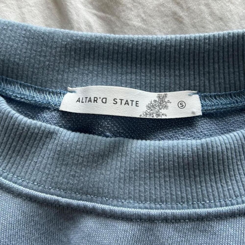 Altar’d State Blue Layered Sweatshirt Mini Dress Preppy Coastal Size Small - Picture 7 of 7